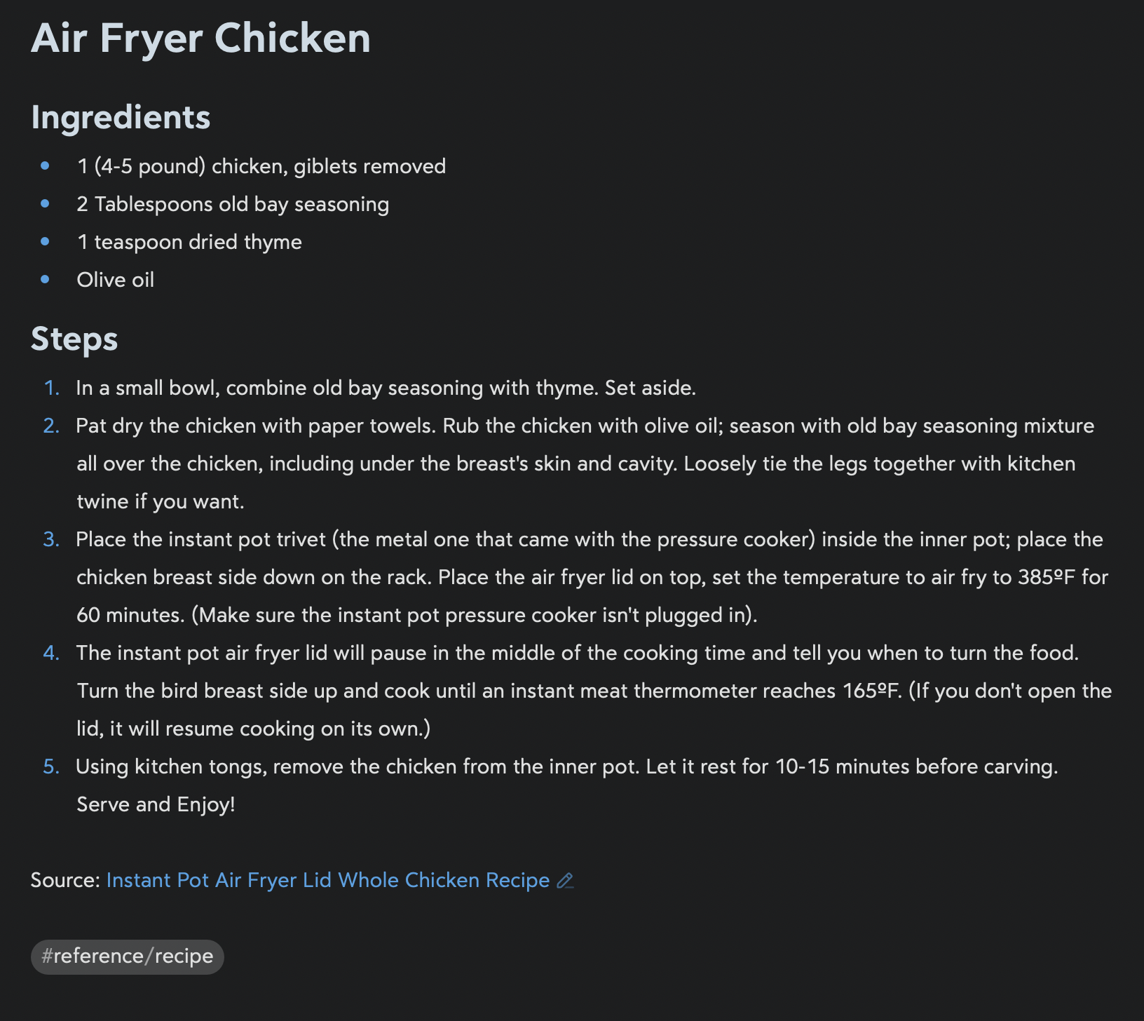 Recipe example